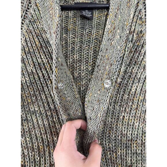 BCBGMaxazria Size M Big Single Button Snap Button Ribbed Knit Cardigan Sweater - Picture 3 of 9